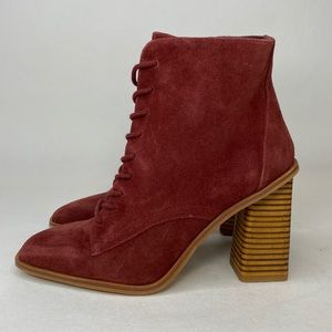 Vince Camuto "Dreveri" Suede Square-Toe & Heel Boot, Maroon, Women's size 7